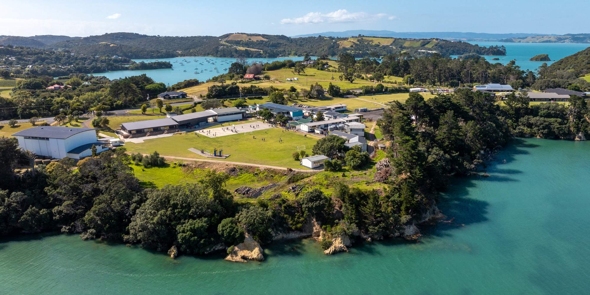 Waiheke High School, Aerial view, photo by Peter Rees