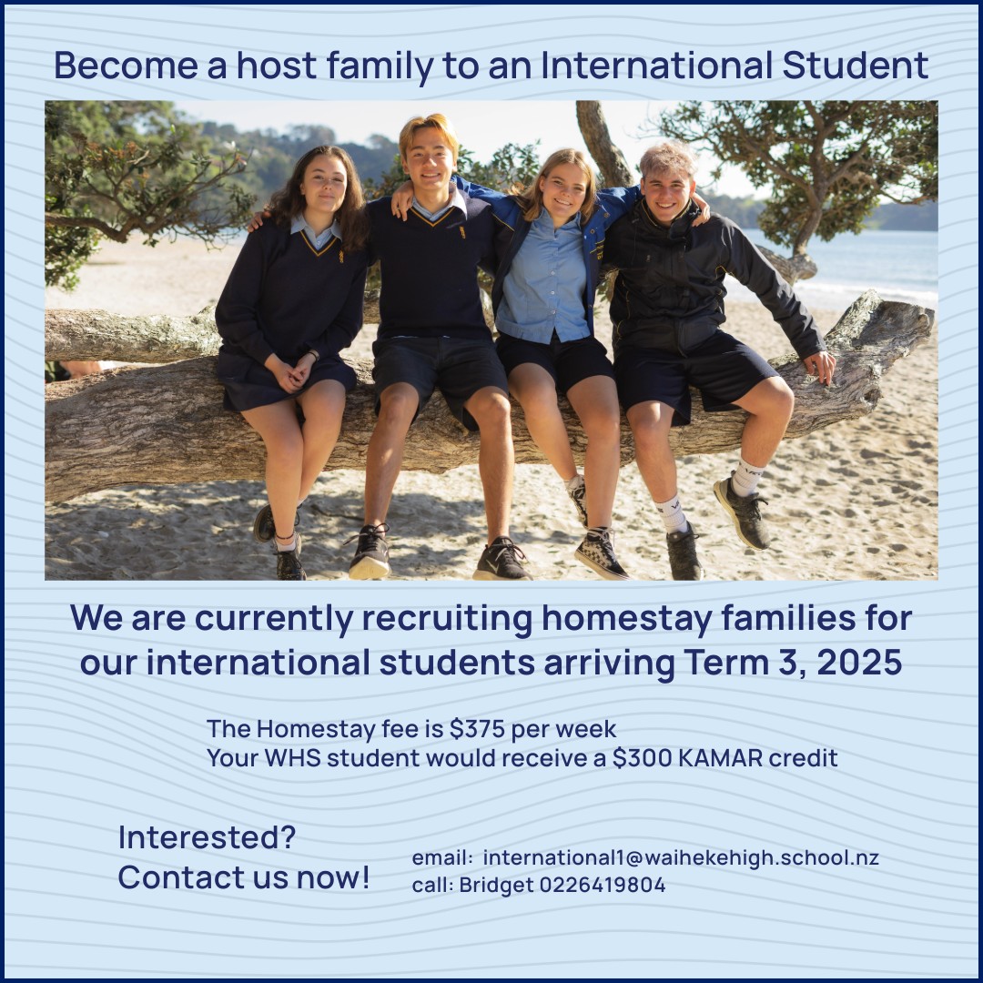 Waiheke High School International homestay March