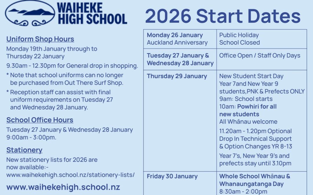 2026 Start of Year Information